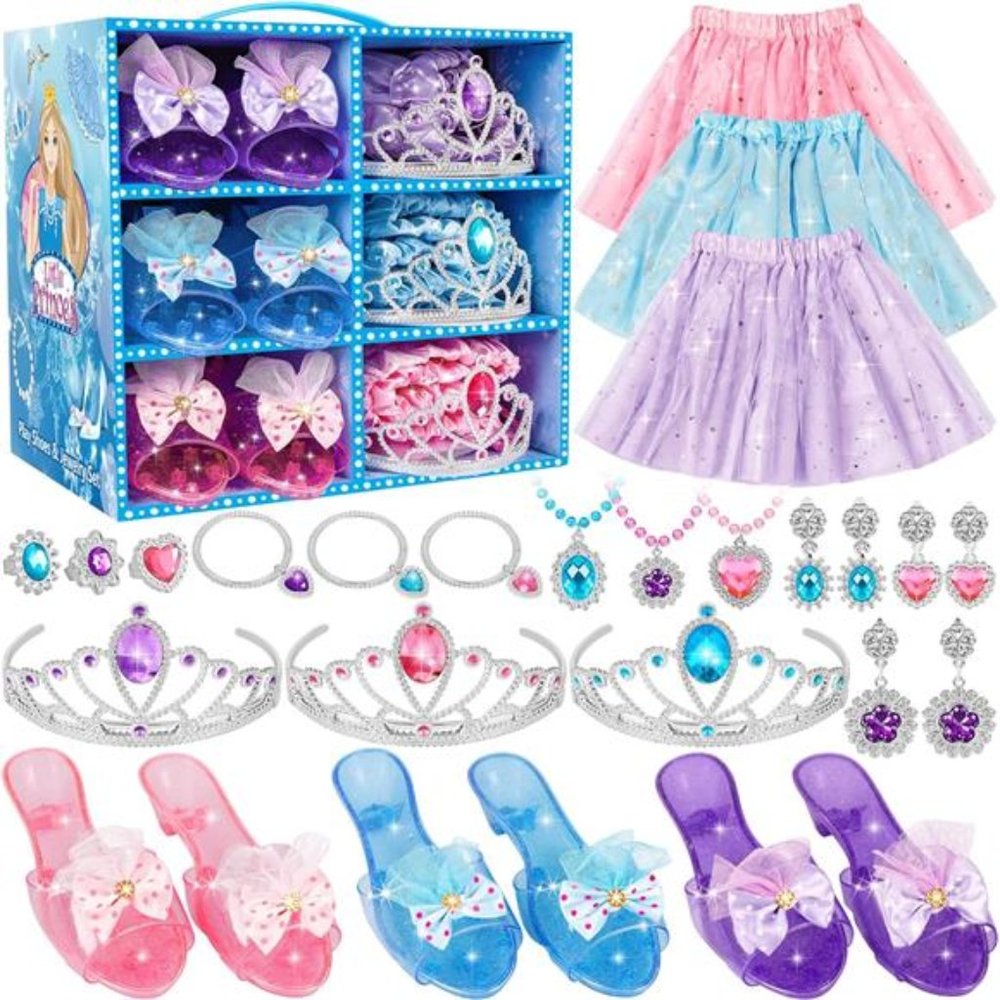 Princess Dress Up Toys & Jewelry Boutique, Costumes Set incl Color Skirts, Shoes